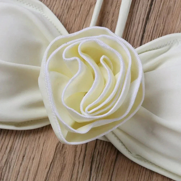 White Sexy Women's Flower Three-Piece Bikini Set Bikini Set - Picture 6 of 6